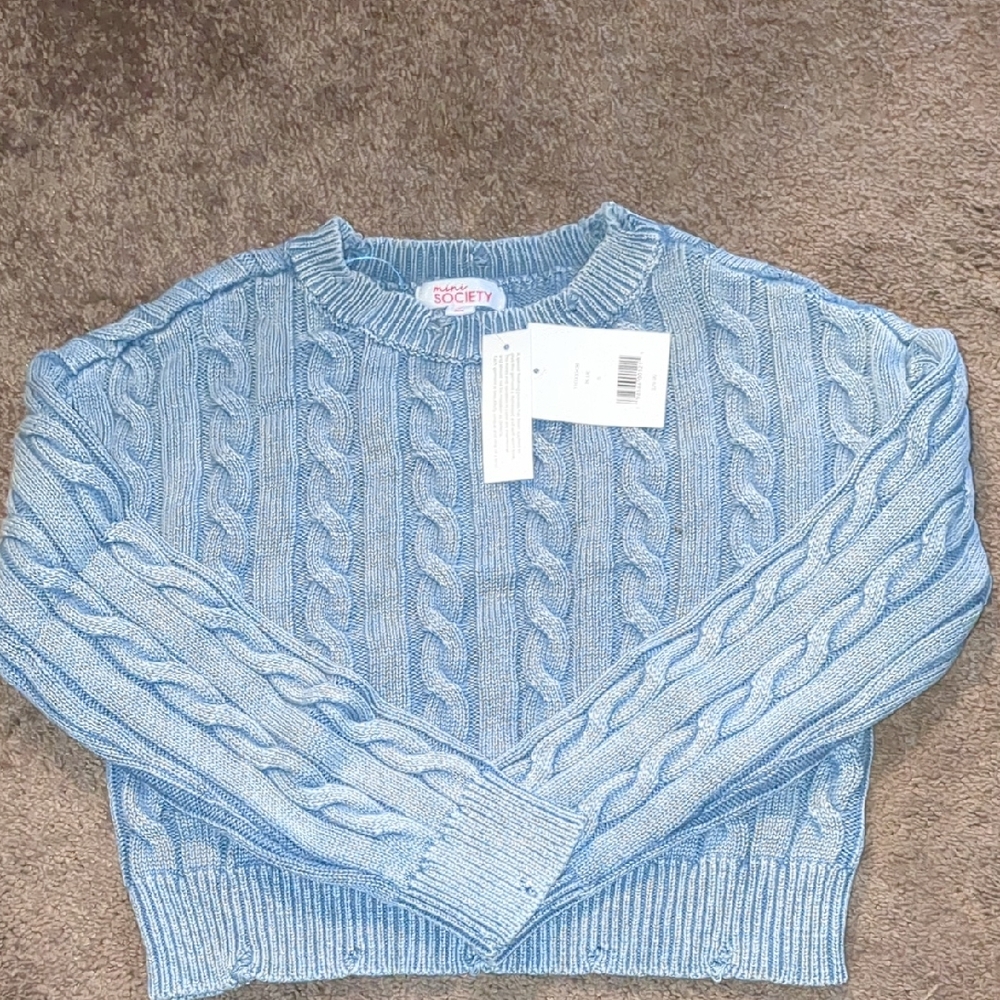 Society Kids Light Blue Cable Knit Sweater